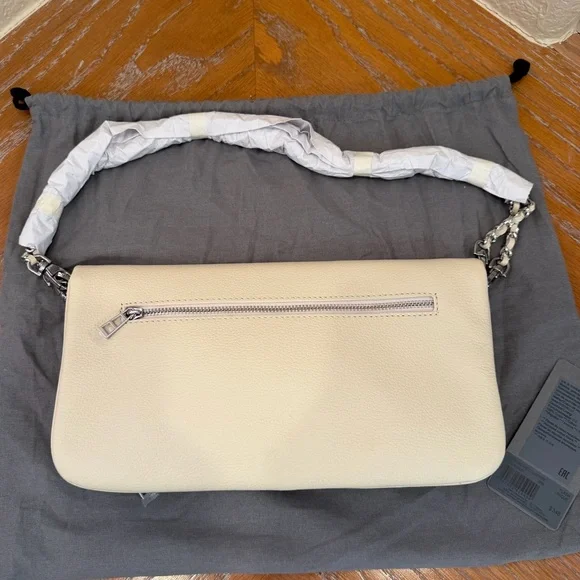 NWT Zadig & Voltaire Rock Grained Leather Shoulder Crossbody Bag Clutch - Flash